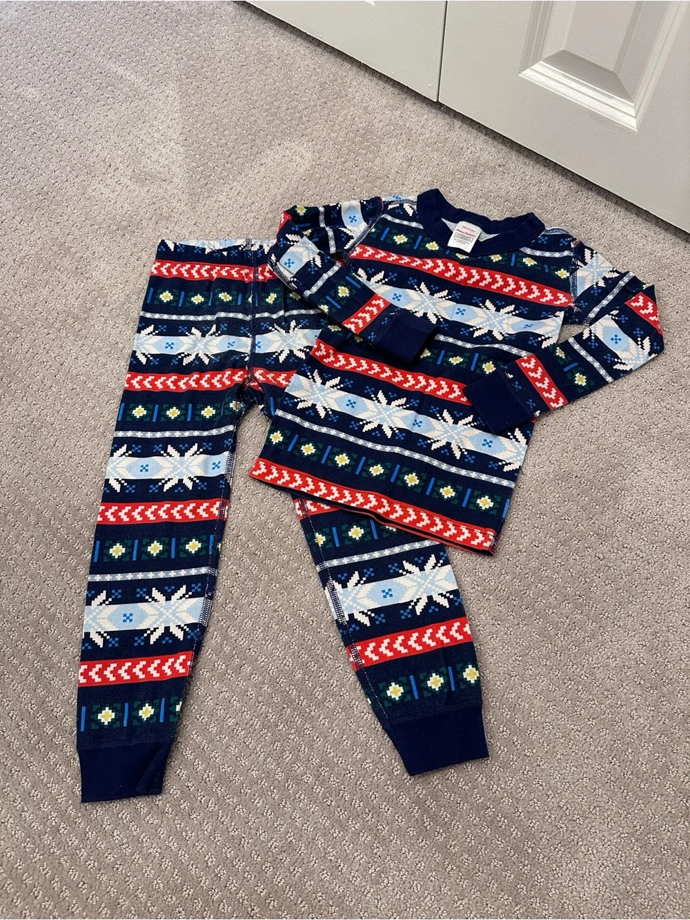 Hanna Andersson Scandi Snowflake Fairisle Long John Pajama Set, Size 4